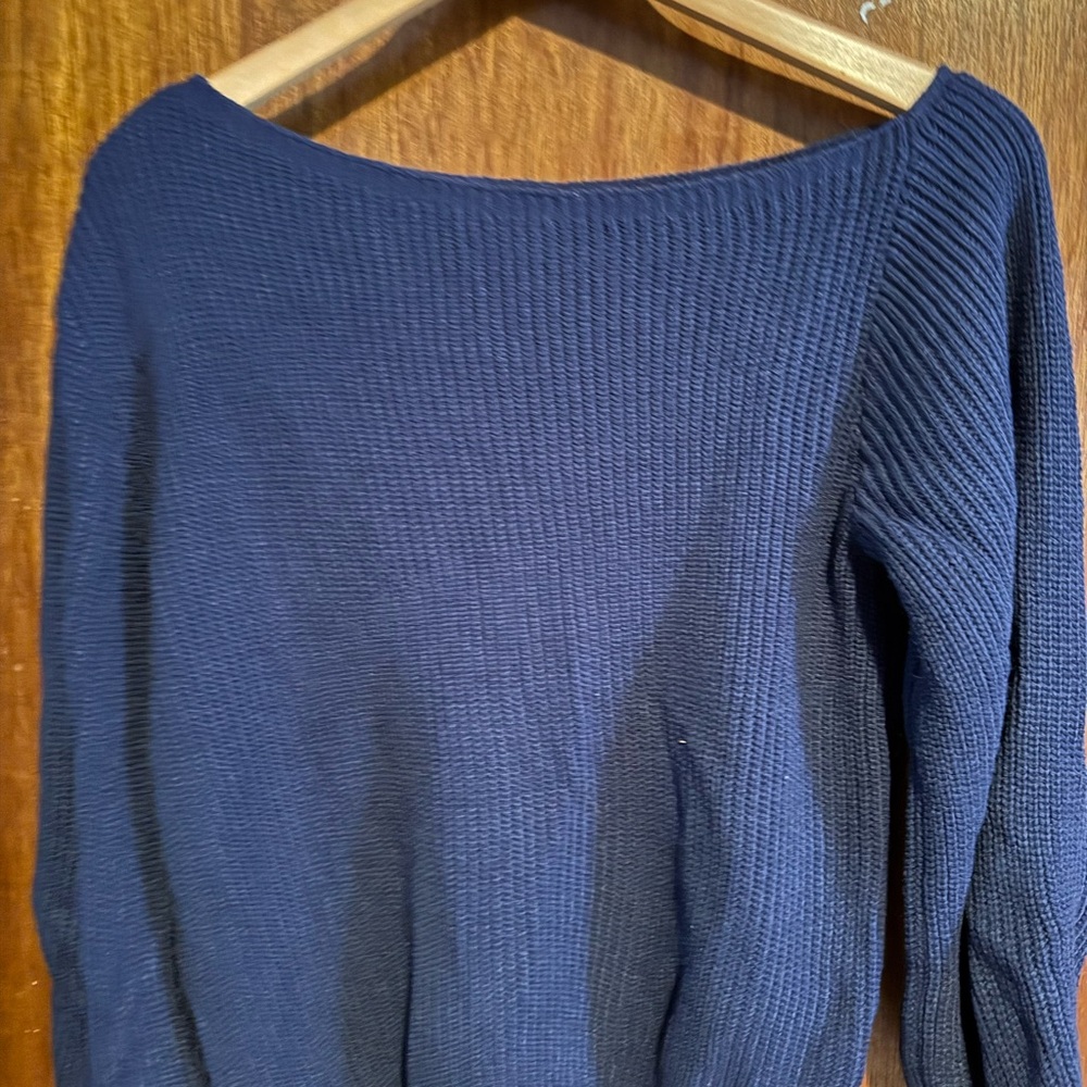 SHEIN Dark Blue Crew Neck Sweater